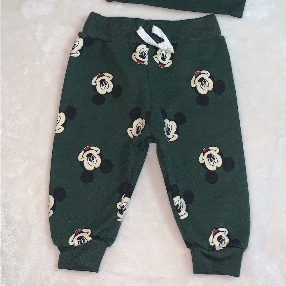 Disney Mickey Mouse Dark Green 2 pc. Jogger Set 3-6M - Picture 4 of 9